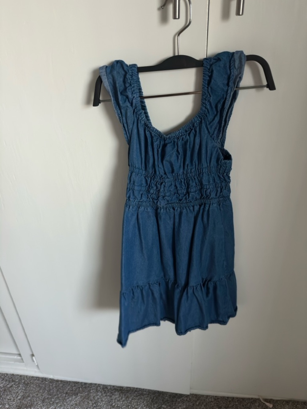 Kids Zara Blue Denim-Look Smocked Camisole Dress